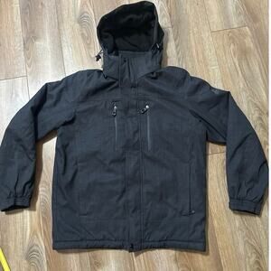 ZeroExposure Women’s Medium Jacket Black/Grey Coat Hooded Full Zip Medium Length